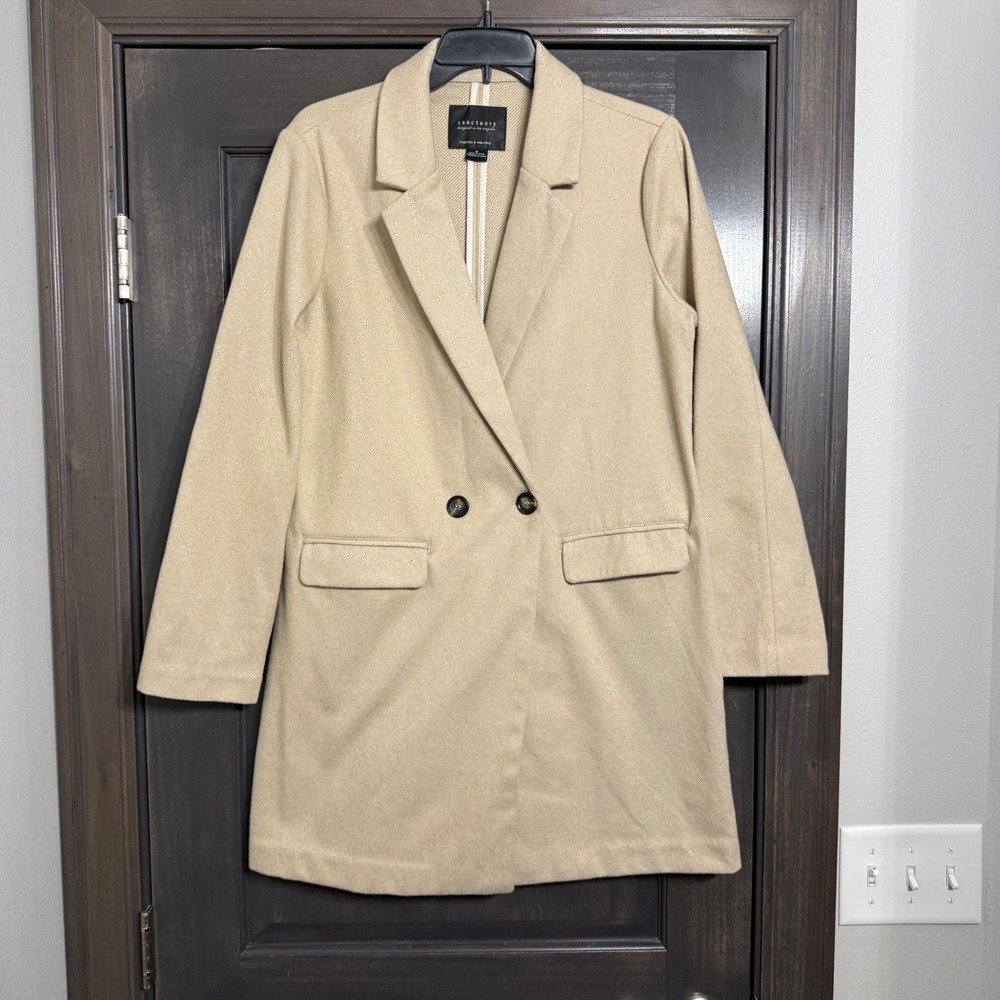 Sanctuary Crafted & Tailored Beige Double Breasted Blazer Coat DS2009 Womens M